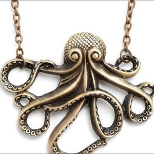 Two brass octopus boho necklaces